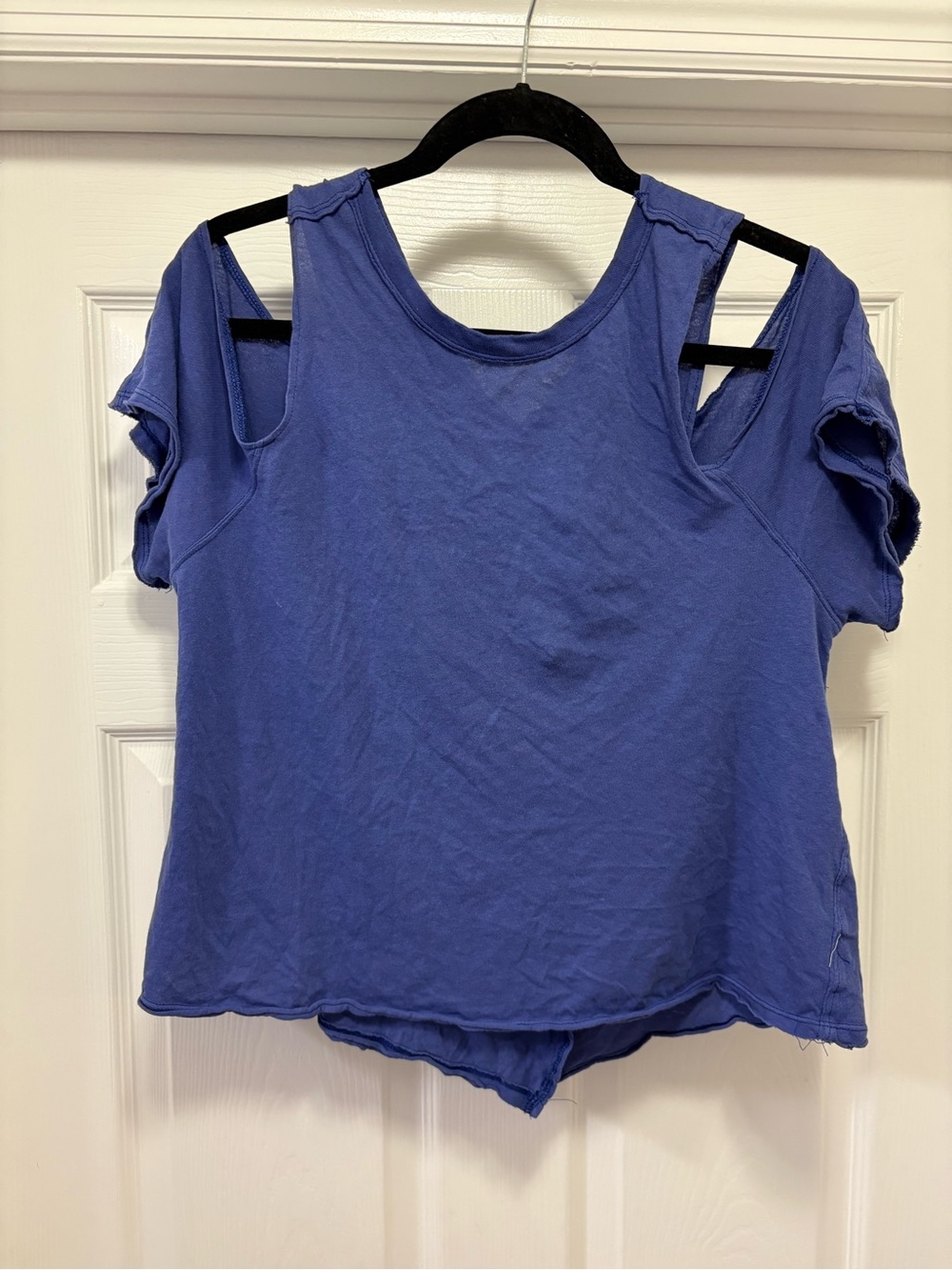 We The Free Short Sleeve Cutout Tee in Periwinkle Blue